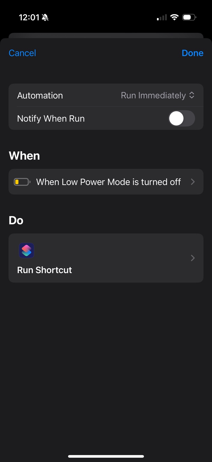 Automation setup screenshot